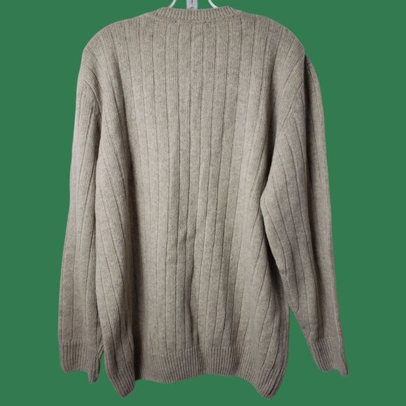 Giorgiolini Mens 100% Wool Ribbed Knit Pullover Sweater Beige Large - Picture 2 of 10